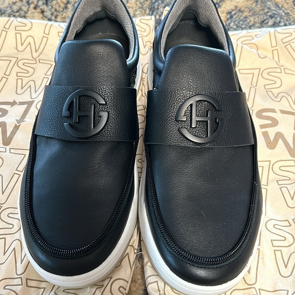 Magnlens Hanscool leather Brando slip on sneakers black Sz 7